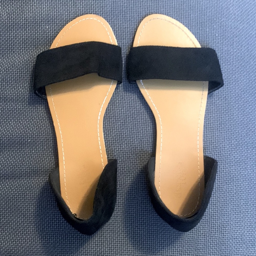 Charlotte Russe open toe suede black flats